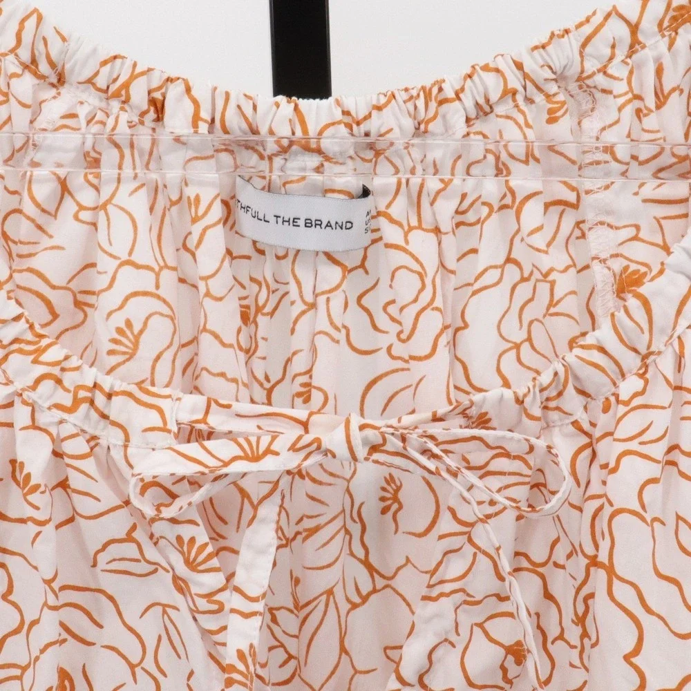 Faithfull The Brand La Riva Top Martini Floral Orange Cotton Size 4 Small
